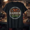 Keep Calm And Let Darren Handle That personalized quote t-shirt design with thumbs up graphics and tire tread border