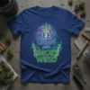 Keep Calm And Smoke Weed t-shirt design with neon text and cannabis leaf graphic