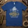 Keep Gasparilla Great t-shirt with a vintage pirate ship, map, compass, and crossed swords design
