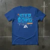 Keep Going Even If It's The Hardest Thing You Do quote on a blue t-shirt with abstract graphic elements