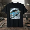 Black t-shirt with "KEEP IT Twisted" text and a graphic of a blue wrench holding a car part, surrounded by