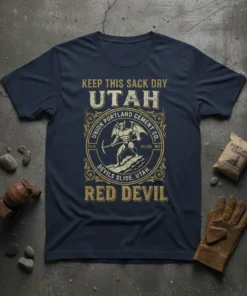 Keep This Sack Dry Utah Red Devil Cement T-Shirt with Union Portland Cement Co. graphic and devil illustration