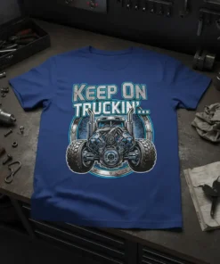 KEEP ON TRUCKIN'... detailed graphic design printed on comfortable cotton t-shirt