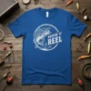 Keepin' It Reel fishing t-shirt design with a leaping bass and fishing lure graphic