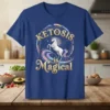 Ketosis Is Magical unicorn graphic t-shirt with stars and a rainbow swirl