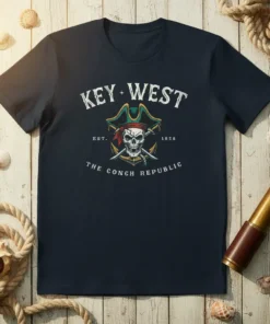 KEY WEST EST. 1828 text design featuring creative typography on quality t-shirt