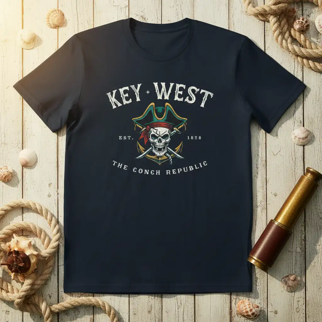 KEY WEST EST. 1828 quote printed with detailed print on soft premium material t-shirt design