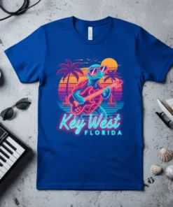 Key West Florida Turtle Guitar unique graphic design printed on comfortable cotton t-shirt