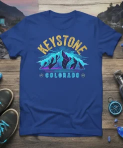 Keystone Colorado retro graphic t-shirt with mountain landscape design and distressed text