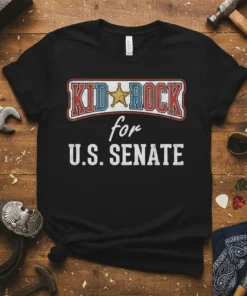 Kid Rock for U.S. Senate campaign t-shirt design with retro styling and a star graphic
