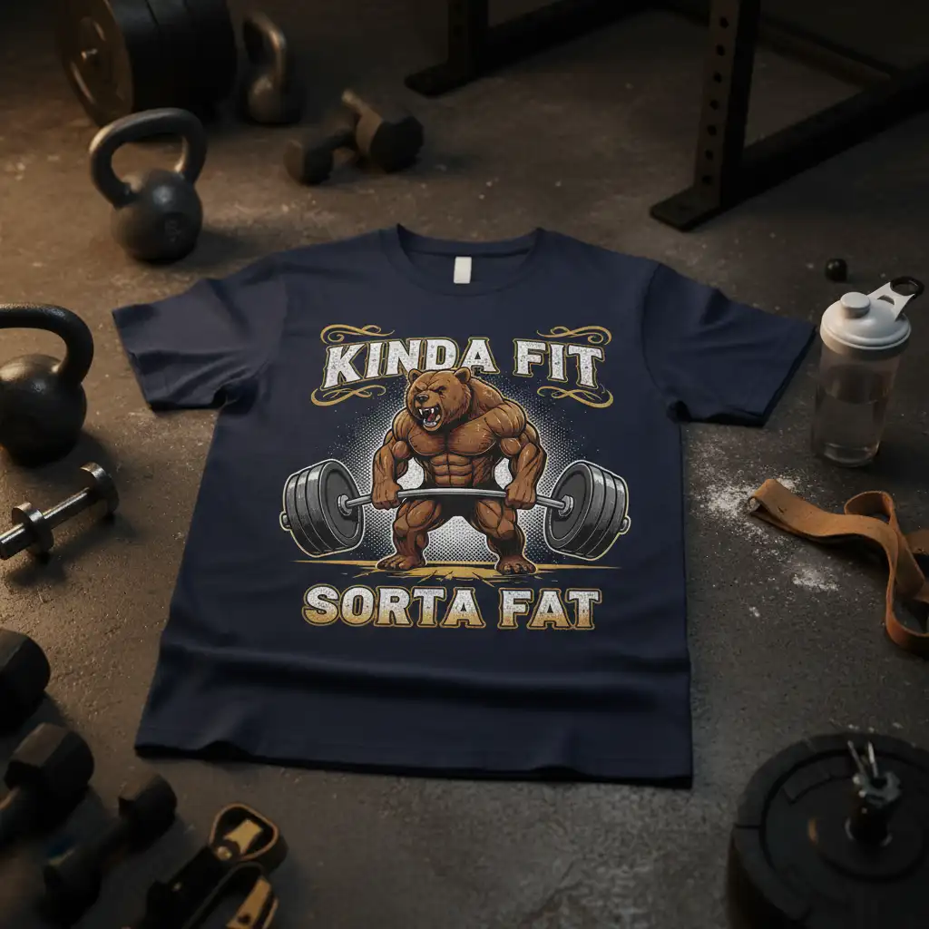 KINDA FIT SORDA FAT unique artwork printed on durable material creating a standout t-shirt