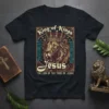 King of Kings Jesus The Lion of the Tribe of Judah T-Shirt design with a crowned lion graphic and religious