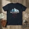 King of the Mountains Polka Dot Jersey t-shirt design featuring stylized mountains and a red dotted line path