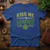 Kiss Me I'm Lowish St. Patrick's Day t-shirt with shamrock graphic and green and gold vintage lettering