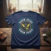 Know Jesus Know Peace t-shirt with a golden dove and circular design