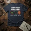 KNOW YOUR PARASITES DEER text design featuring creative typography on quality t-shirt