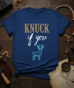 Knuck if you deer graphic t-shirt with geometric stag design and rustic font
