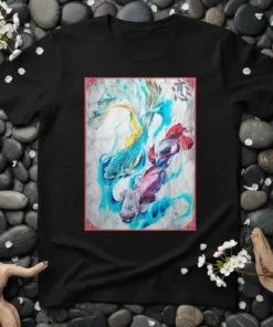 Koi Fish Love Japanese Symbol detailed graphic design printed on comfortable cotton t-shirt