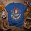La Tía Más Chingona t-shirt design featuring a sugar skull with flowers and the text "La Tía Más Chingona"