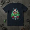 La Toxica graphic t-shirt featuring an edgy anime girl with glasses, skull, roses, and neon green text