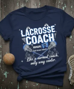 Lacrosse Coach noun. [luh-kraws text design featuring stylish typography on quality t-shirt