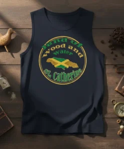 Land of Wood and Water St. Catherine Jamaica tank top with Jamaican flag map graphic