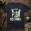 LASCİED LOCE TUNT HOBE SQUİREL t-shirt with alien abduction theme and surprised squirrel wearing a helmet