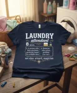 LAUNDRY attendant noun. 1. text design featuring bold typography on quality t-shirt