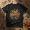 Leaf Blower t-shirt design with autumn leaves and a graphic of a leaf blower, featuring the text "LEAF BLOWER"