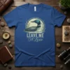 Leave Me A Loon t-shirt design featuring a loon in water with reeds, text "LEAVE ME A Loon" in vintage