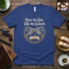 Leave the Gun. Take the Cannoli. quote t-shirt with crossed pistols and cannoli graphic, vintage ornamental border