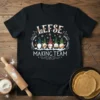Lefse Making Team t-shirt design featuring cute gnomes holding baking tools and the text "Lefse Making Team"