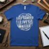 Left Handed Lives Matter t-shirt with silver metallic text and gear graphics, celebrating left-handed pride