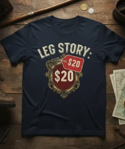 LEG STORY: $20 $20 detailed graphic design printed on comfortable cotton t-shirt