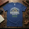 Legendary Squirrel Hunter text design with a silhouette of a squirrel and crossed hunting rifles below