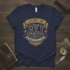 Legends Are Named Ali Aged to Awesomeness text design on a navy blue t-shirt, featuring golden typography and a vintage