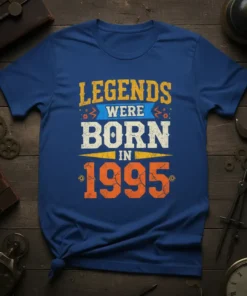 Legends Were Born In 1995 vintage birthday t-shirt with distressed typography and retro colors