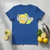 Blue t-shirt featuring the "Lemon Drop" text logo with a stylized lemon and lime graphic