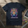 Neon Leopard Head T-Shirt with colorful abstract splashes and the text "LEOPARD HEAD"
