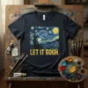 T-shirt with "Let It Gogh." text and a Starry Night painting graphic, inspired by Vincent van Gogh