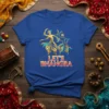 Blue t-shirt with "LET'S BHANGRA" text and gold/teal figures dancing, celebrating Punjabi culture