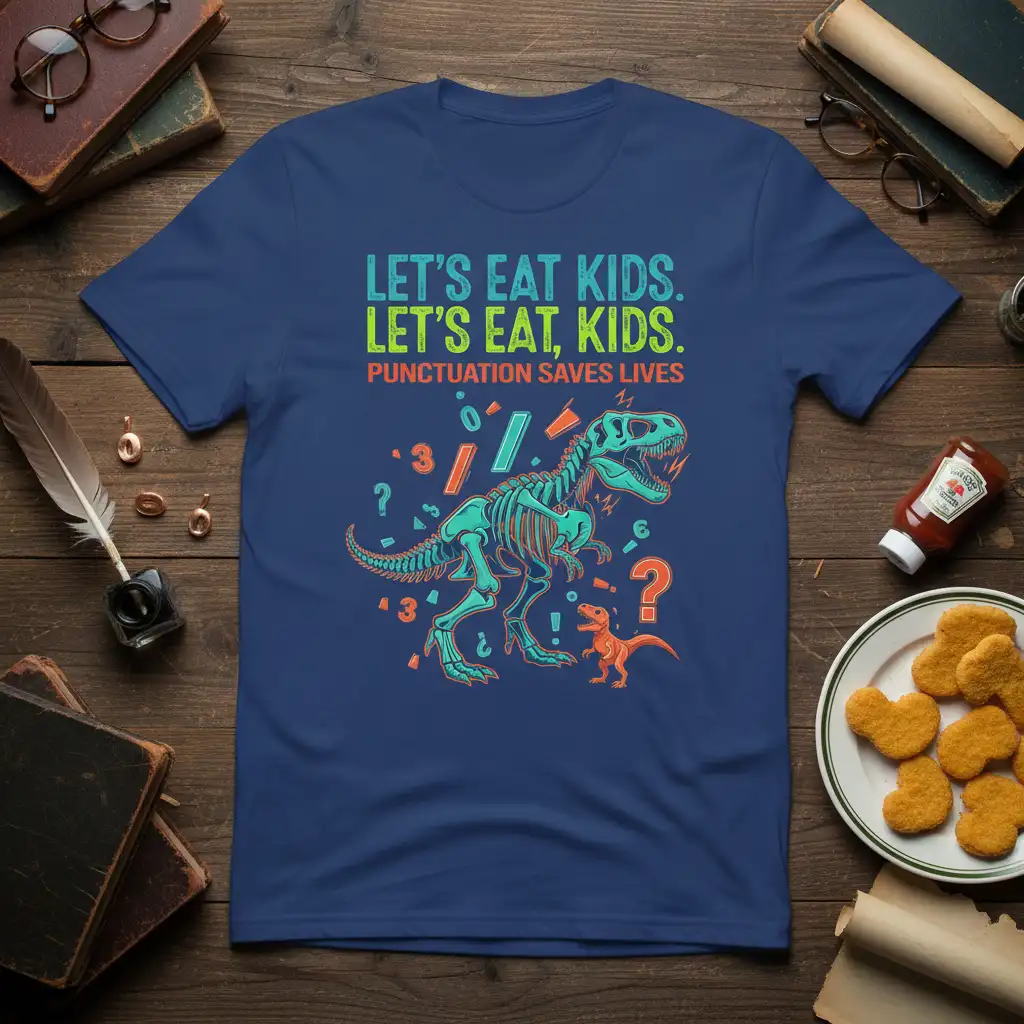 LET'S EAT KIDS. LET'S quote printed with bold typography on durable material t-shirt design