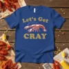 Let's Get CRAY t-shirt design featuring a red crawfish graphic and distressed gold text