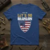 Let's Go Brandon patriotic t-shirt with American flag and rifle graphic design