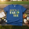 Let's Par-Tee golf quote t-shirt design with glitter accents and a golf ball and flag graphic