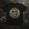 Level 09 Complete anniversary t-shirt with retro game controller graphic and wedding rings, perfect for gamer couples