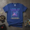 Level 67 Unlocked t-shirt with retro neon rocket ship design, perfect for gamer birthdays