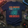 LEVEL UNLOCKED LEVEL 45 UNLOCKED bold graphic design printed on comfortable cotton t-shirt