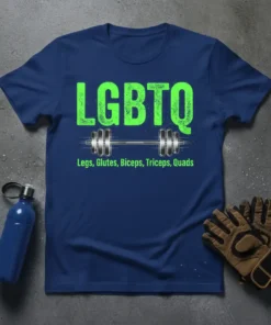 LGBTQ Legs Glutes Biceps Triceps Quads creative graphic design printed on comfortable cotton t-shirt