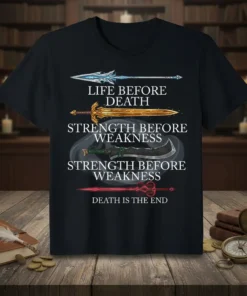 Life Before Death Strength text design featuring creative typography on quality t-shirt